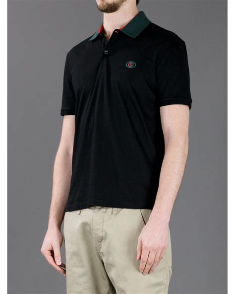 mens gucci black and gold.polo|gucci black polo shirt.